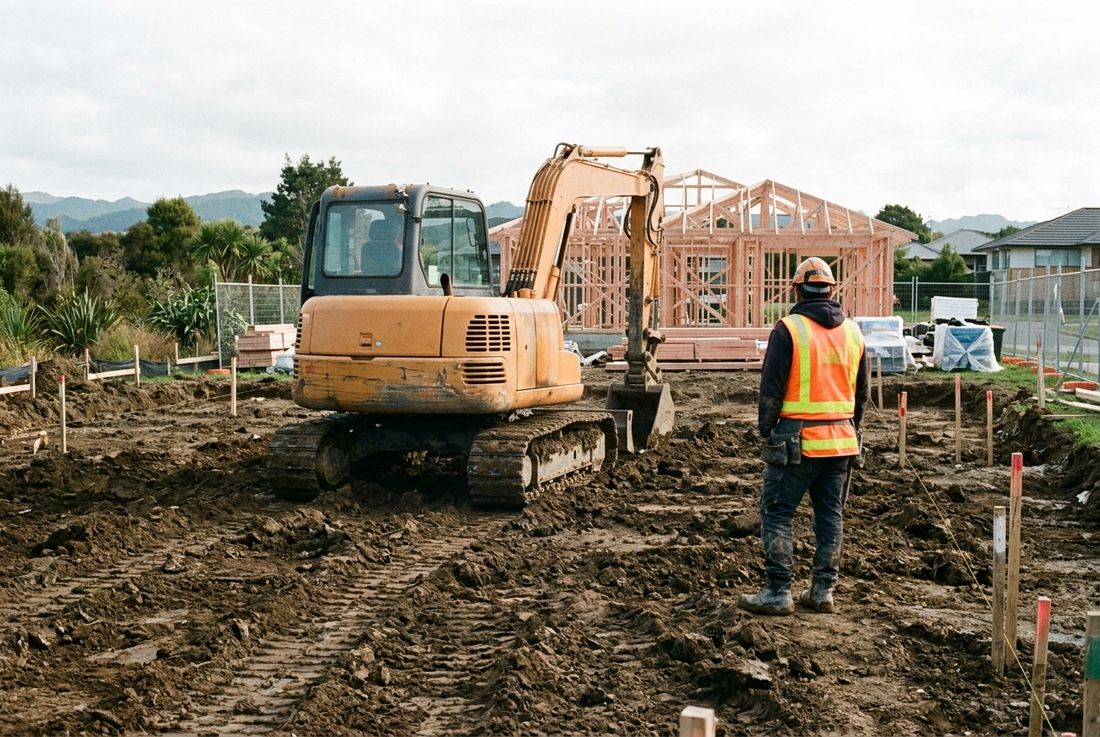Excavator at work on a Bay of Plenty building site
